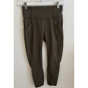Lululemon Time To Sweat Crop Leggings 23" Women's Size 4 Dark Olive Fast Ship